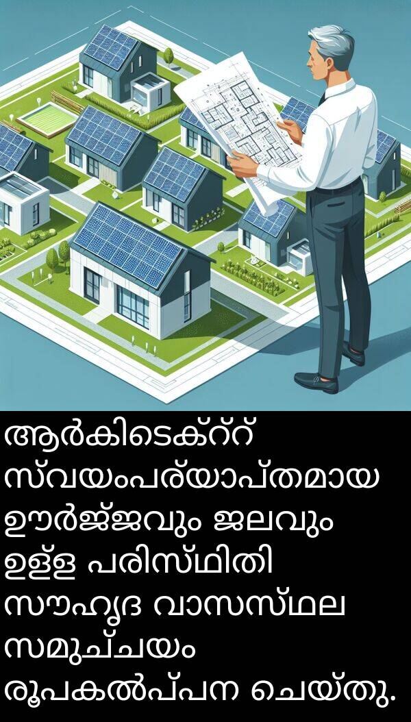 ജലവും: ആർകിടെക്റ്റ് സ്വയംപര്യാപ്തമായ ഊർജ്ജവും ജലവും ഉള്ള പരിസ്ഥിതി സൗഹൃദ വാസസ്ഥല സമുച്ചയം രൂപകൽപ്പന ചെയ്തു.