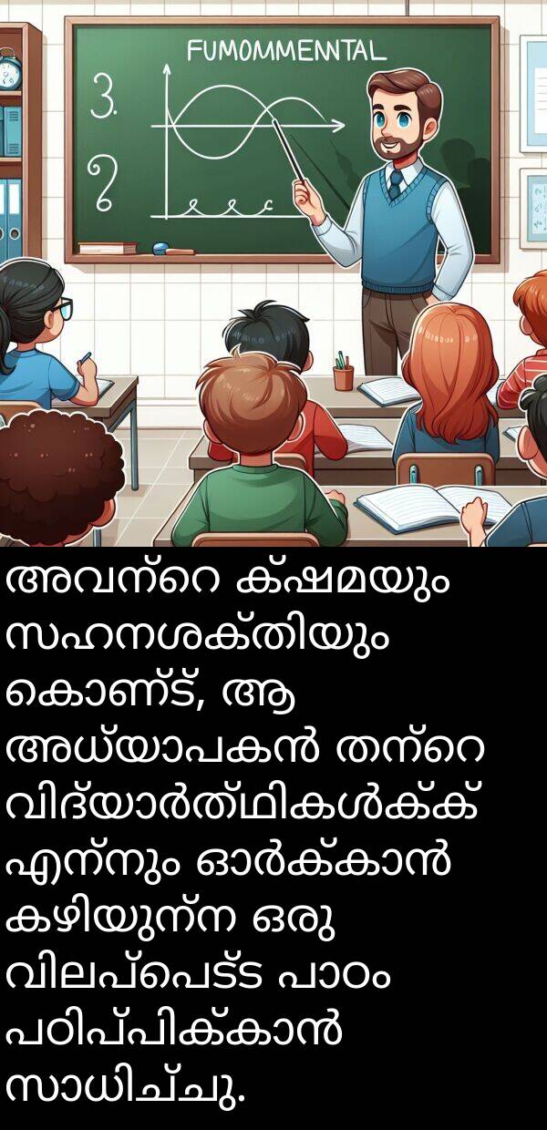 എന്നും: അവന്റെ ക്ഷമയും സഹനശക്തിയും കൊണ്ട്, ആ അധ്യാപകൻ തന്റെ വിദ്യാർത്ഥികൾക്ക് എന്നും ഓർക്കാൻ കഴിയുന്ന ഒരു വിലപ്പെട്ട പാഠം പഠിപ്പിക്കാൻ സാധിച്ചു.