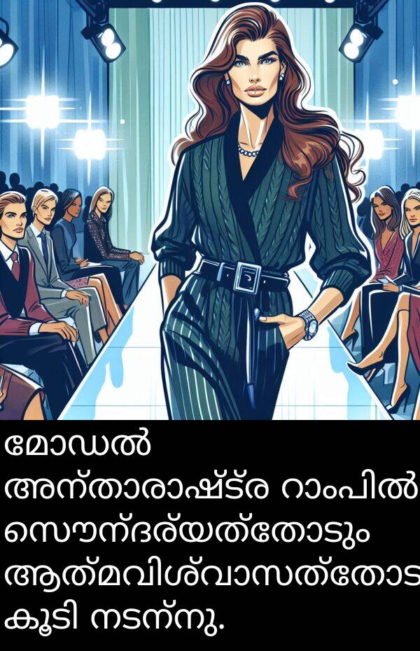 നടന്നു: മോഡൽ അന്താരാഷ്ട്ര റാംപിൽ സൌന്ദര്യത്തോടും ആത്മവിശ്വാസത്തോടും കൂടി നടന്നു.