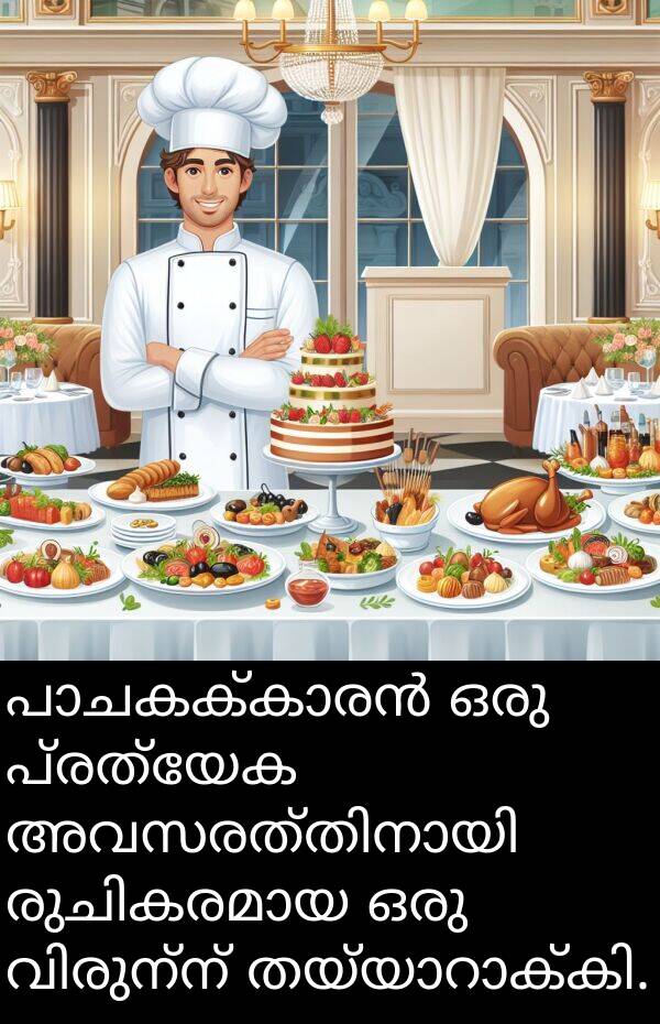 പ്രത്യേക: പാചകക്കാരൻ ഒരു പ്രത്യേക അവസരത്തിനായി രുചികരമായ ഒരു വിരുന്ന് തയ്യാറാക്കി.