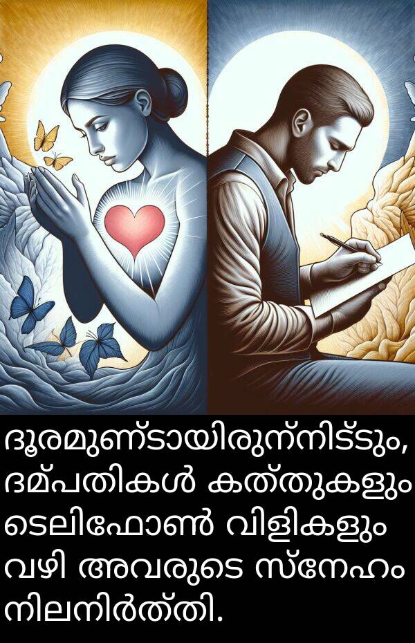 സ്നേഹം: ദൂരമുണ്ടായിരുന്നിട്ടും, ദമ്പതികൾ കത്തുകളും ടെലിഫോൺ വിളികളും വഴി അവരുടെ സ്നേഹം നിലനിർത്തി.