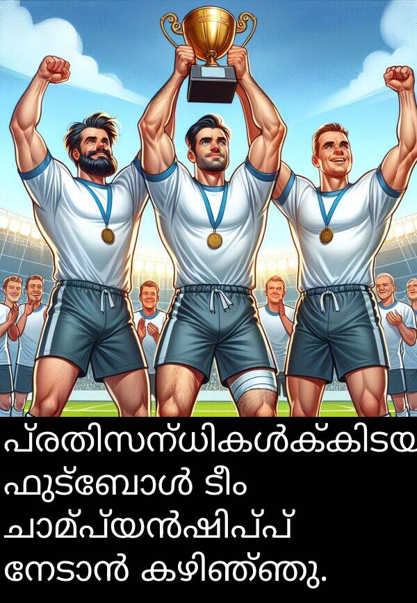 ടീം: പ്രതിസന്ധികൾക്കിടയിലും, ഫുട്ബോൾ ടീം ചാമ്പ്യൻഷിപ്പ് നേടാൻ കഴിഞ്ഞു.