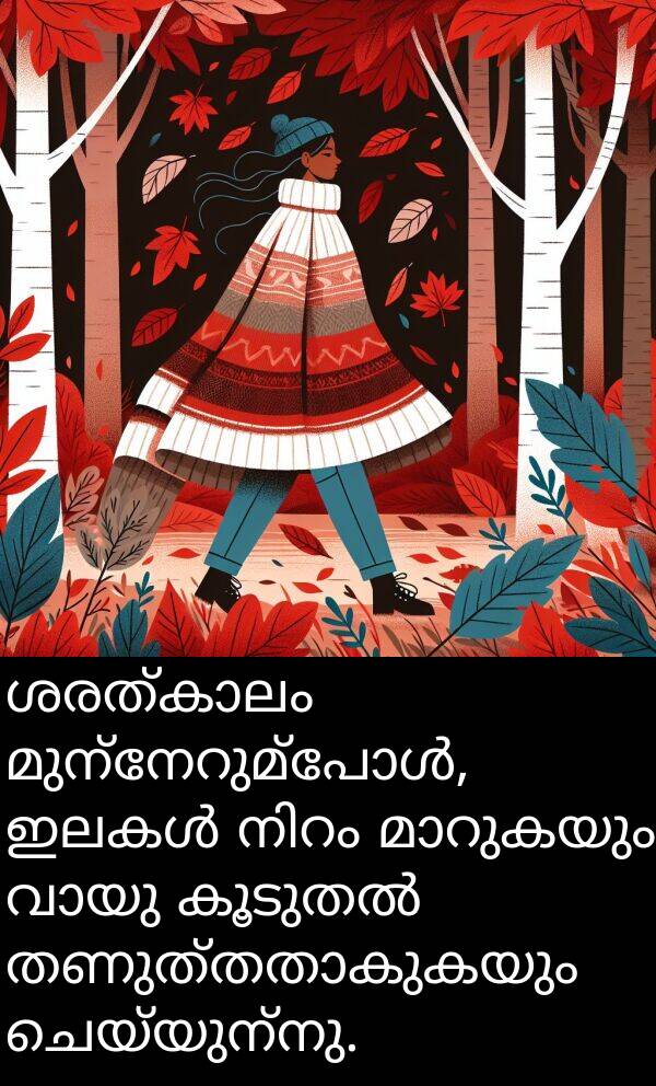 ചെയ്യുന്നു: ശരത്കാലം മുന്നേറുമ്പോൾ, ഇലകൾ നിറം മാറുകയും വായു കൂടുതൽ തണുത്തതാകുകയും ചെയ്യുന്നു.
