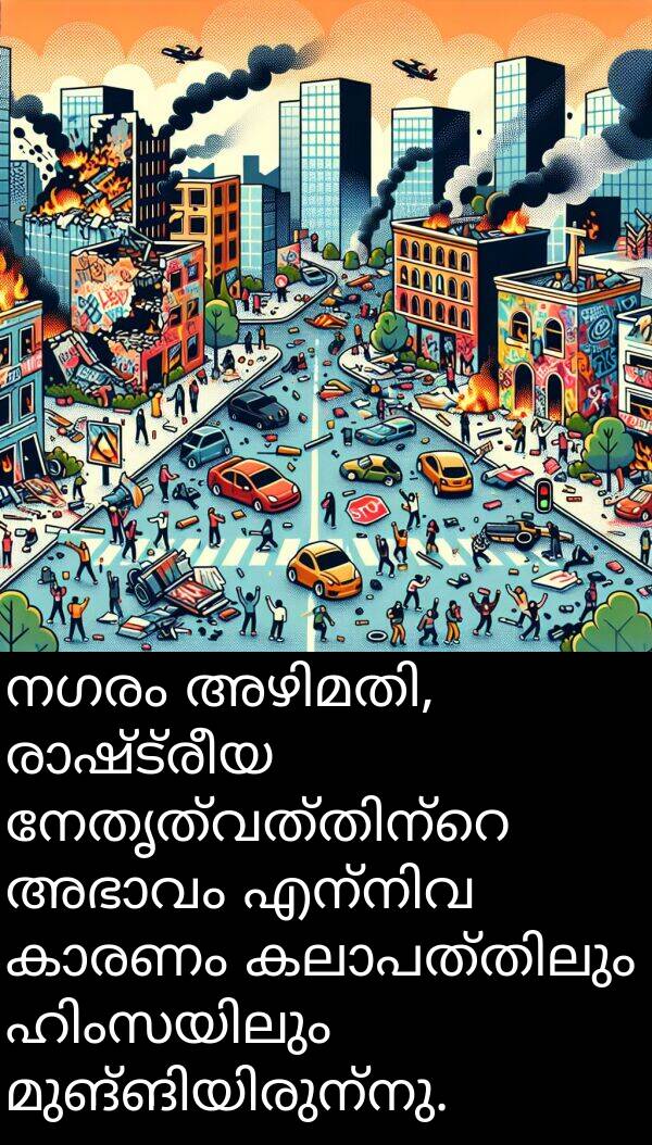 നഗരം: നഗരം അഴിമതി, രാഷ്ട്രീയ നേതൃത്വത്തിന്റെ അഭാവം എന്നിവ കാരണം കലാപത്തിലും ഹിംസയിലും മുങ്ങിയിരുന്നു.