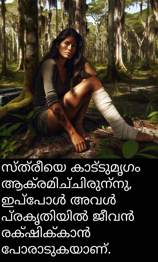 സ്ത്രീയെ: സ്ത്രീയെ കാട്ടുമൃഗം ആക്രമിച്ചിരുന്നു, ഇപ്പോൾ അവൾ പ്രകൃതിയിൽ ജീവൻ രക്ഷിക്കാൻ പോരാടുകയാണ്.
