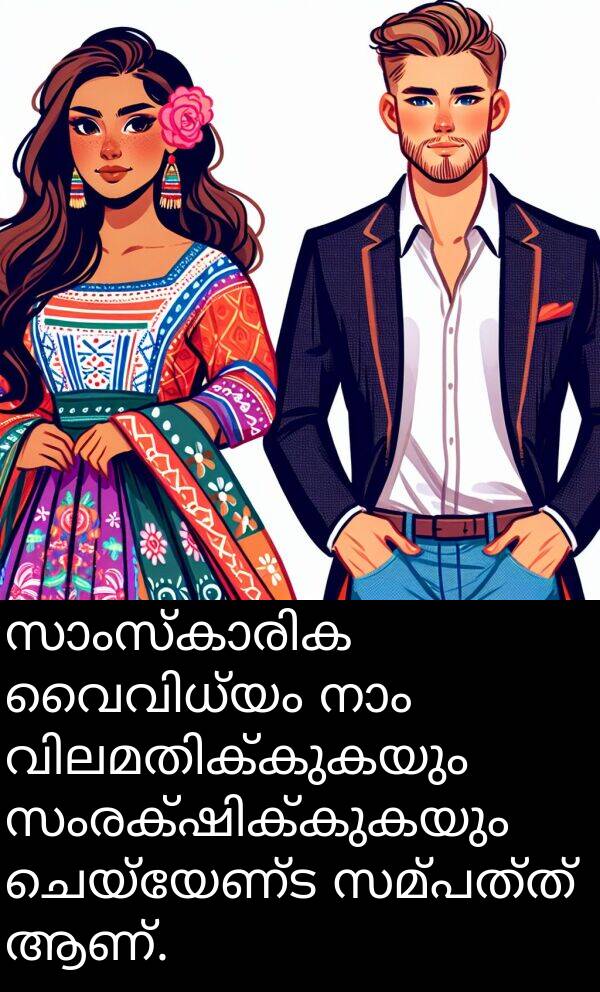 ചെയ്യേണ്ട: സാംസ്കാരിക വൈവിധ്യം നാം വിലമതിക്കുകയും സംരക്ഷിക്കുകയും ചെയ്യേണ്ട സമ്പത്ത് ആണ്.