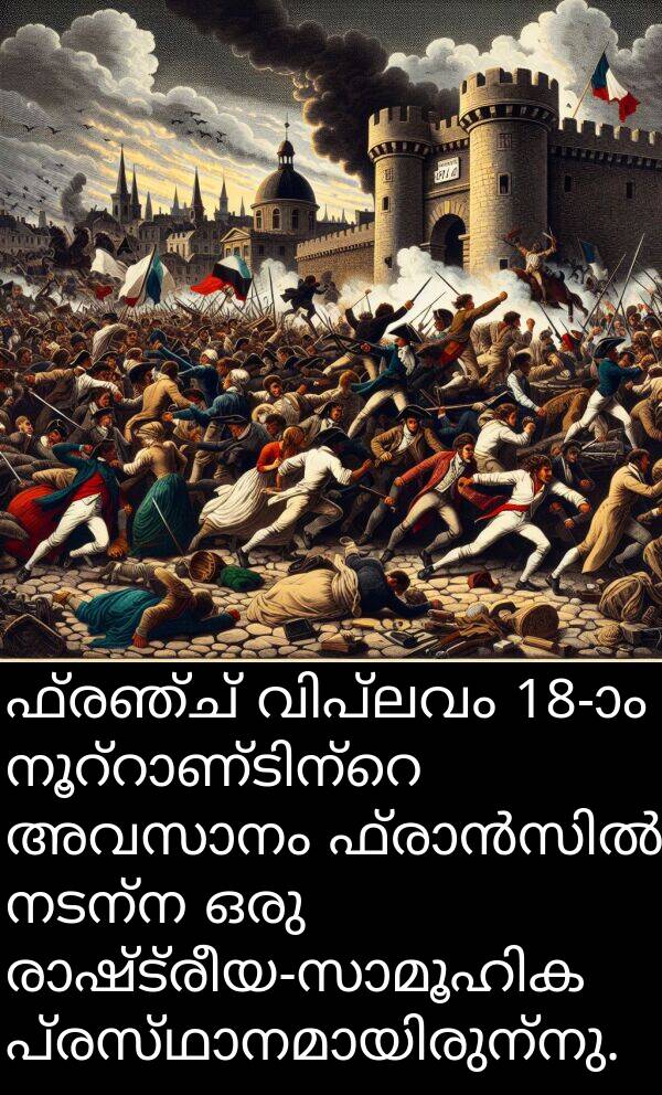 ഫ്രഞ്ച്: ഫ്രഞ്ച് വിപ്ലവം 18-ാം നൂറ്റാണ്ടിന്റെ അവസാനം ഫ്രാൻസിൽ നടന്ന ഒരു രാഷ്ട്രീയ-സാമൂഹിക പ്രസ്ഥാനമായിരുന്നു.