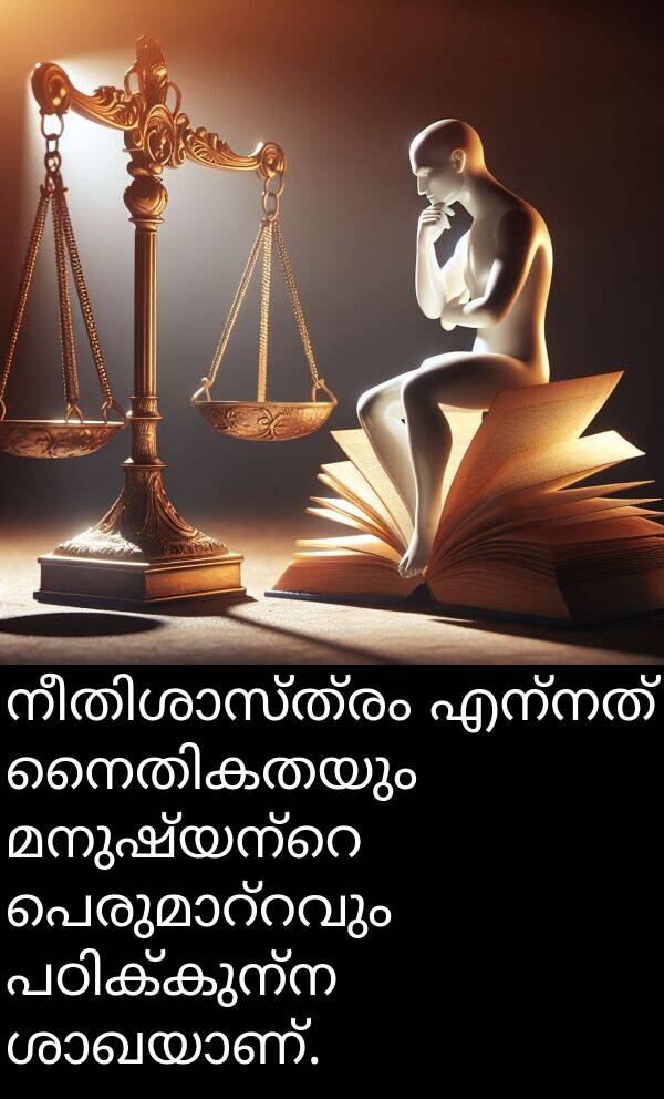എന്നത്: നീതിശാസ്ത്രം എന്നത് നൈതികതയും മനുഷ്യന്റെ പെരുമാറ്റവും പഠിക്കുന്ന ശാഖയാണ്.