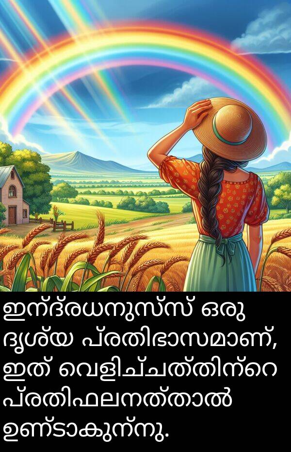ഇന്ദ്രധനുസ്സ്: ഇന്ദ്രധനുസ്സ് ഒരു ദൃശ്യ പ്രതിഭാസമാണ്, ഇത് വെളിച്ചത്തിന്റെ പ്രതിഫലനത്താൽ ഉണ്ടാകുന്നു.