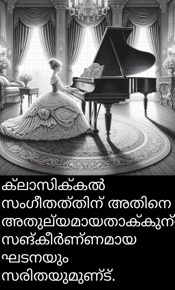 ഘടനയും: ക്ലാസിക്കൽ സംഗീതത്തിന് അതിനെ അതുല്യമായതാക്കുന്ന സങ്കീർണ്ണമായ ഘടനയും സരിതയുമുണ്ട്.