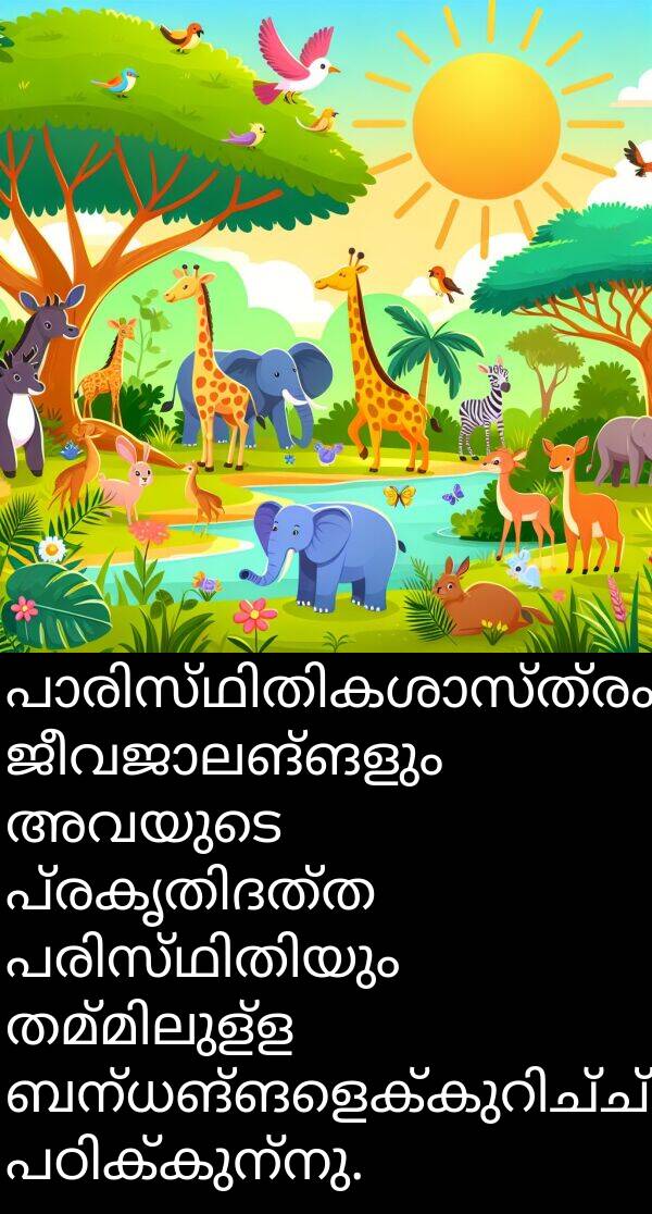 അവയുടെ: പാരിസ്ഥിതികശാസ്ത്രം ജീവജാലങ്ങളും അവയുടെ പ്രകൃതിദത്ത പരിസ്ഥിതിയും തമ്മിലുള്ള ബന്ധങ്ങളെക്കുറിച്ച് പഠിക്കുന്നു.