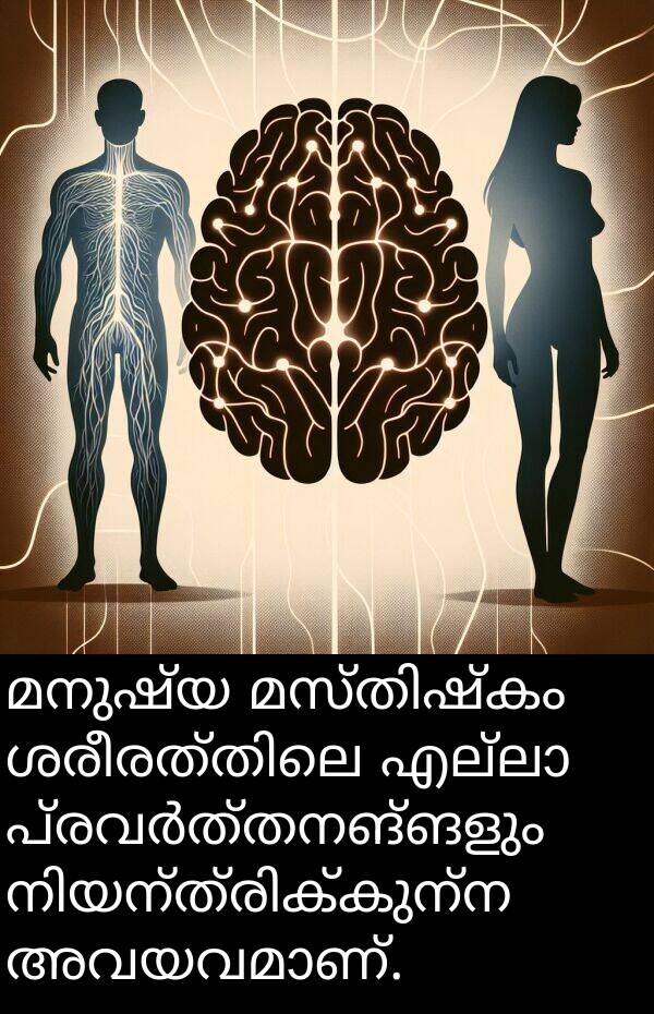 മനുഷ്യ: മനുഷ്യ മസ്തിഷ്കം ശരീരത്തിലെ എല്ലാ പ്രവർത്തനങ്ങളും നിയന്ത്രിക്കുന്ന അവയവമാണ്.