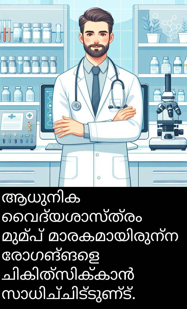രോഗങ്ങളെ: ആധുനിക വൈദ്യശാസ്ത്രം മുമ്പ് മാരകമായിരുന്ന രോഗങ്ങളെ ചികിത്സിക്കാൻ സാധിച്ചിട്ടുണ്ട്.