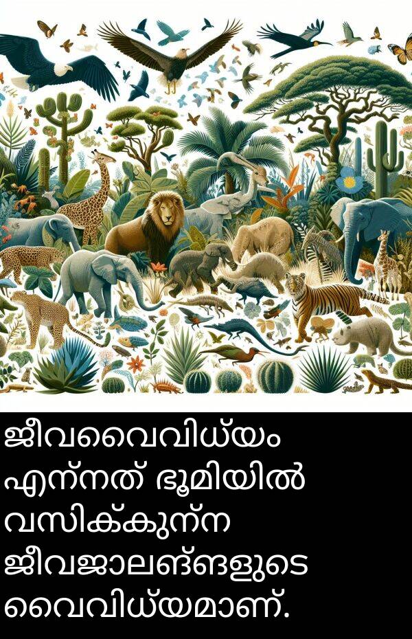 എന്നത്: ജീവവൈവിധ്യം എന്നത് ഭൂമിയിൽ വസിക്കുന്ന ജീവജാലങ്ങളുടെ വൈവിധ്യമാണ്.