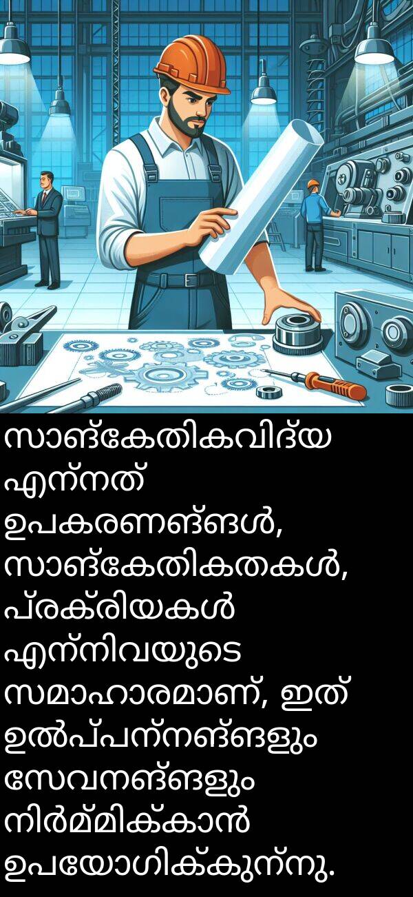സേവനങ്ങളും: സാങ്കേതികവിദ്യ എന്നത് ഉപകരണങ്ങൾ, സാങ്കേതികതകൾ, പ്രക്രിയകൾ എന്നിവയുടെ സമാഹാരമാണ്, ഇത് ഉൽപ്പന്നങ്ങളും സേവനങ്ങളും നിർമ്മിക്കാൻ ഉപയോഗിക്കുന്നു.