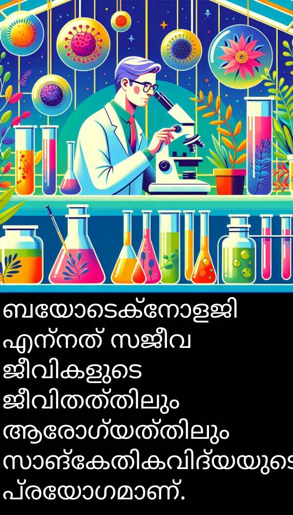 എന്നത്: ബയോടെക്നോളജി എന്നത് സജീവ ജീവികളുടെ ജീവിതത്തിലും ആരോഗ്യത്തിലും സാങ്കേതികവിദ്യയുടെ പ്രയോഗമാണ്.