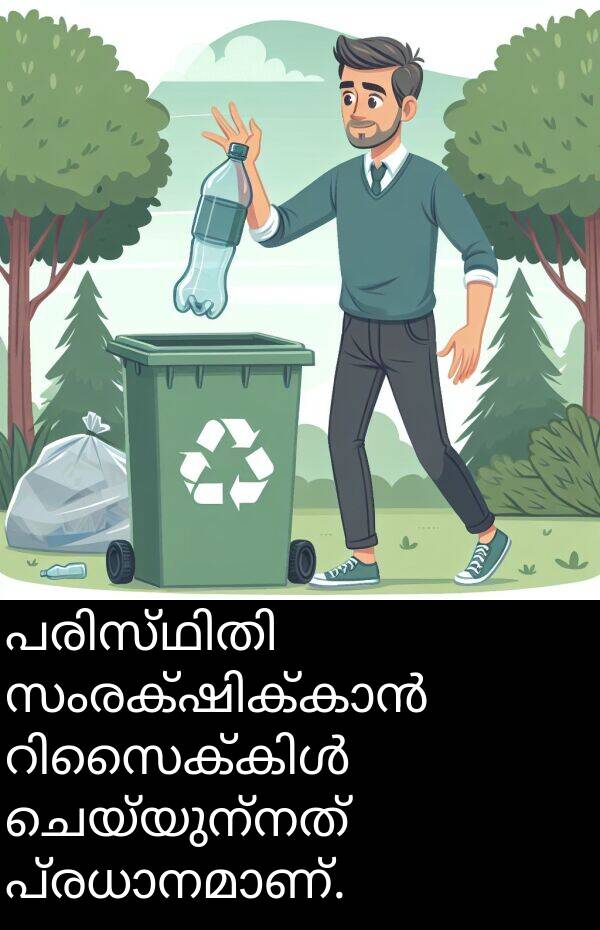 ചെയ്യുന്നത്: പരിസ്ഥിതി സംരക്ഷിക്കാൻ റിസൈക്കിൾ ചെയ്യുന്നത് പ്രധാനമാണ്.