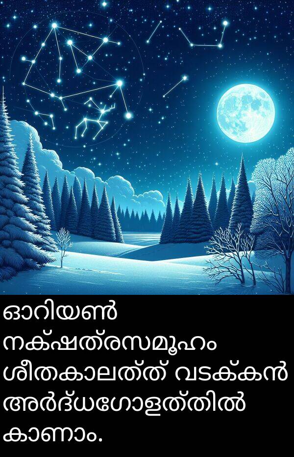 നക്ഷത്രസമൂഹം: ഓറിയൺ നക്ഷത്രസമൂഹം ശീതകാലത്ത് വടക്കൻ അർദ്ധഗോളത്തിൽ കാണാം.