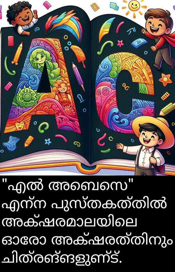 എന്ന: "എൽ അബെസെ" എന്ന പുസ്തകത്തിൽ അക്ഷരമാലയിലെ ഓരോ അക്ഷരത്തിനും ചിത്രങ്ങളുണ്ട്.