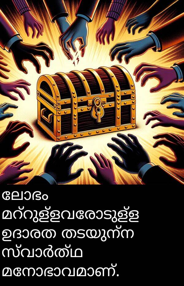 ലോഭം: ലോഭം മറ്റുള്ളവരോടുള്ള ഉദാരത തടയുന്ന സ്വാർത്ഥ മനോഭാവമാണ്.