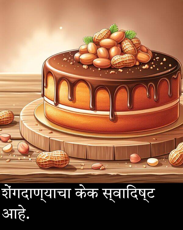 शेंगदाण्याचा: शेंगदाण्याचा केक स्वादिष्ट आहे.