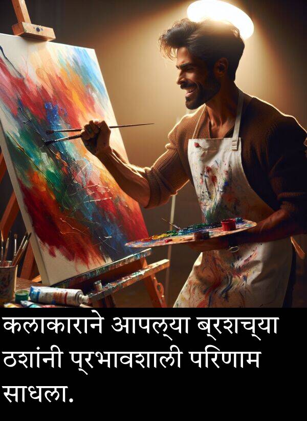 परिणाम: कलाकाराने आपल्या ब्रशच्या ठशांनी प्रभावशाली परिणाम साधला.