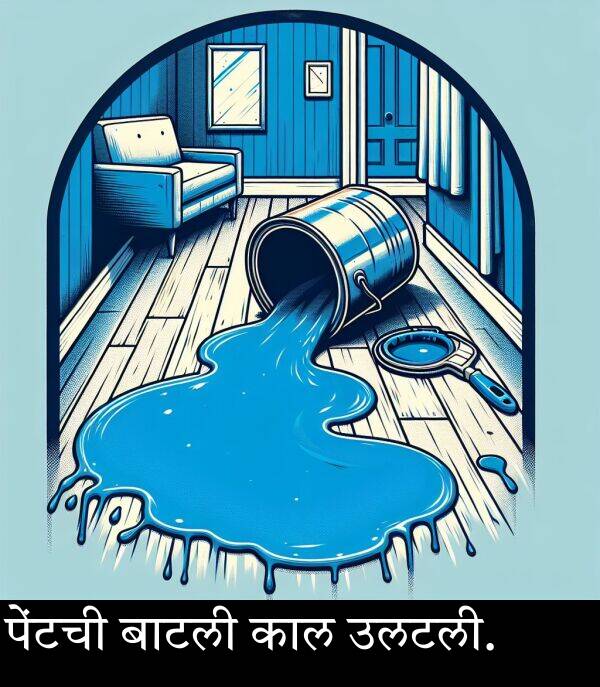 उलटली: पेंटची बाटली काल उलटली.