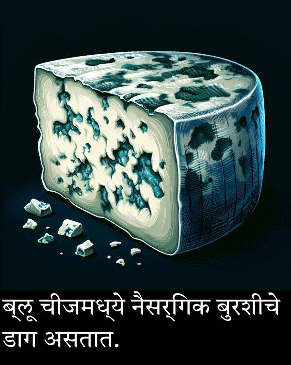 असतात: ब्लू चीजमध्ये नैसर्गिक बुरशीचे डाग असतात.