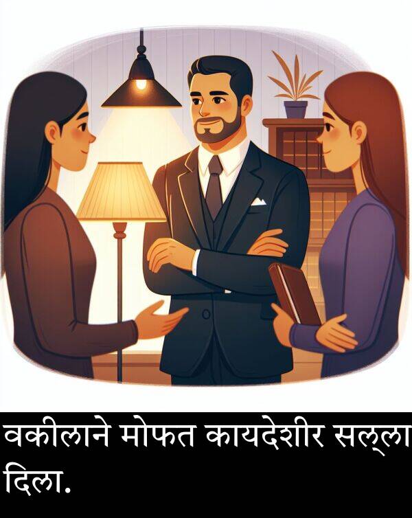 मोफत: वकीलाने मोफत कायदेशीर सल्ला दिला.