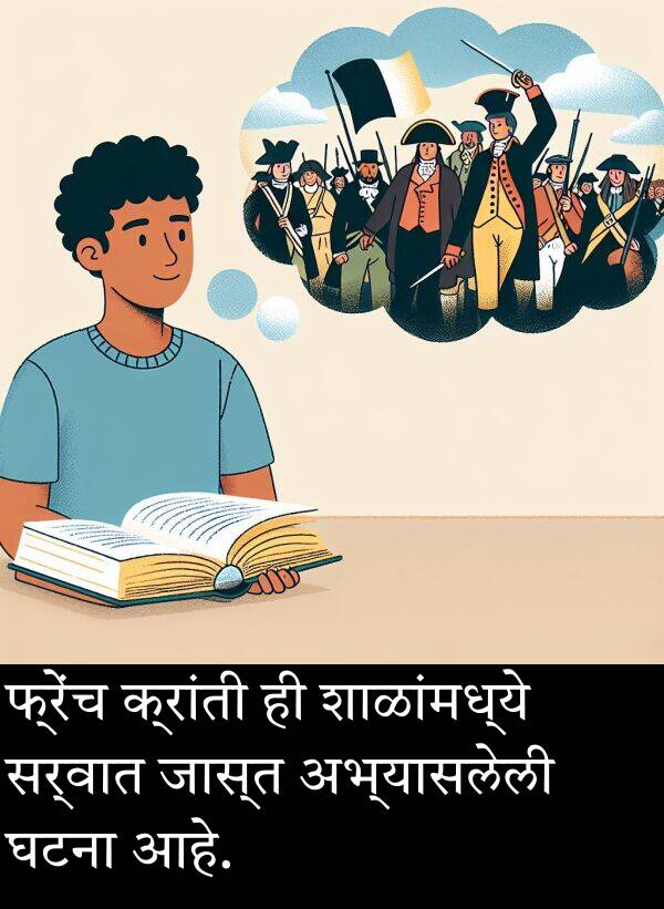 शाळांमध्ये: फ्रेंच क्रांती ही शाळांमध्ये सर्वात जास्त अभ्यासलेली घटना आहे.