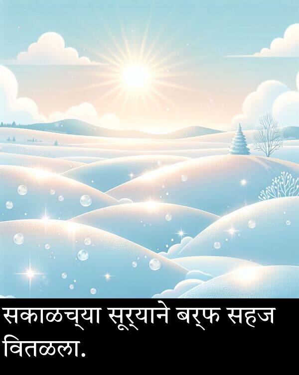बर्फ: सकाळच्या सूर्याने बर्फ सहज वितळला.