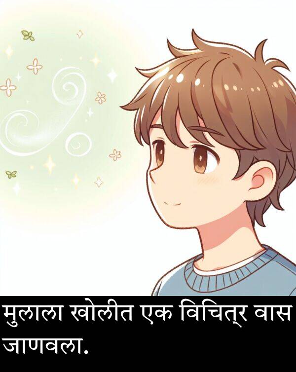 जाणवला: मुलाला खोलीत एक विचित्र वास जाणवला.