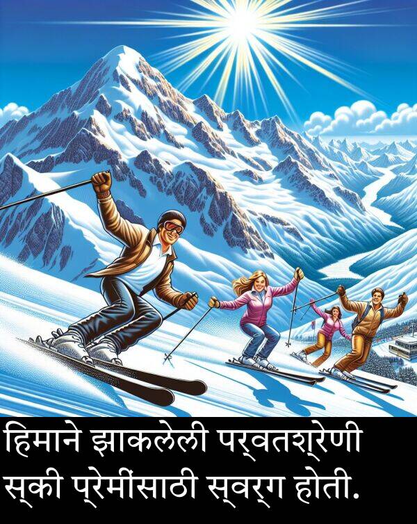पर्वतश्रेणी: हिमाने झाकलेली पर्वतश्रेणी स्की प्रेमींसाठी स्वर्ग होती.