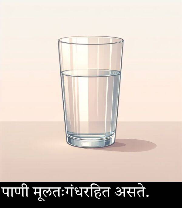 मूलतः: पाणी मूलतः गंधरहित असते.