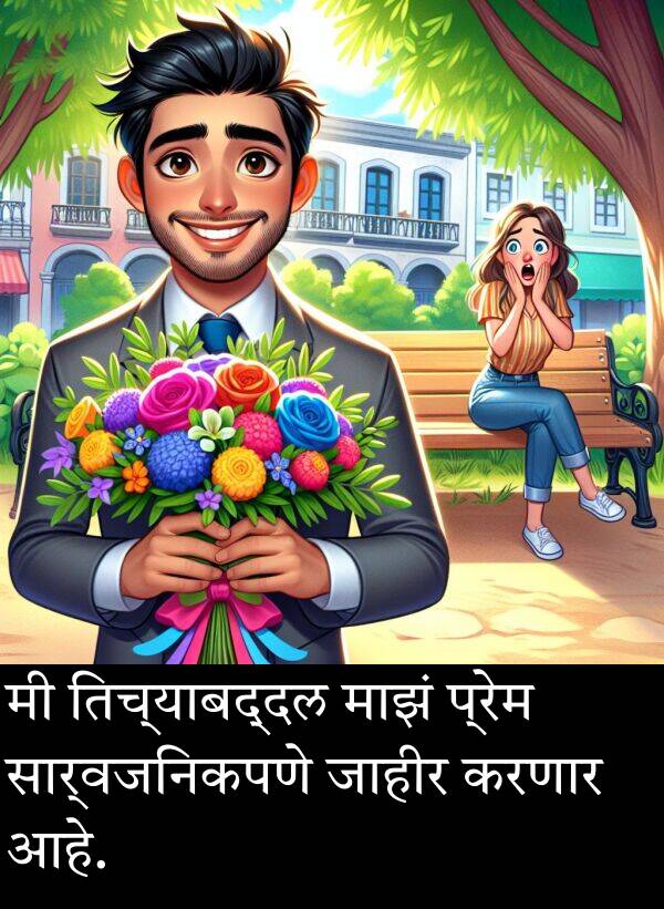 माझं: मी तिच्याबद्दल माझं प्रेम सार्वजनिकपणे जाहीर करणार आहे.