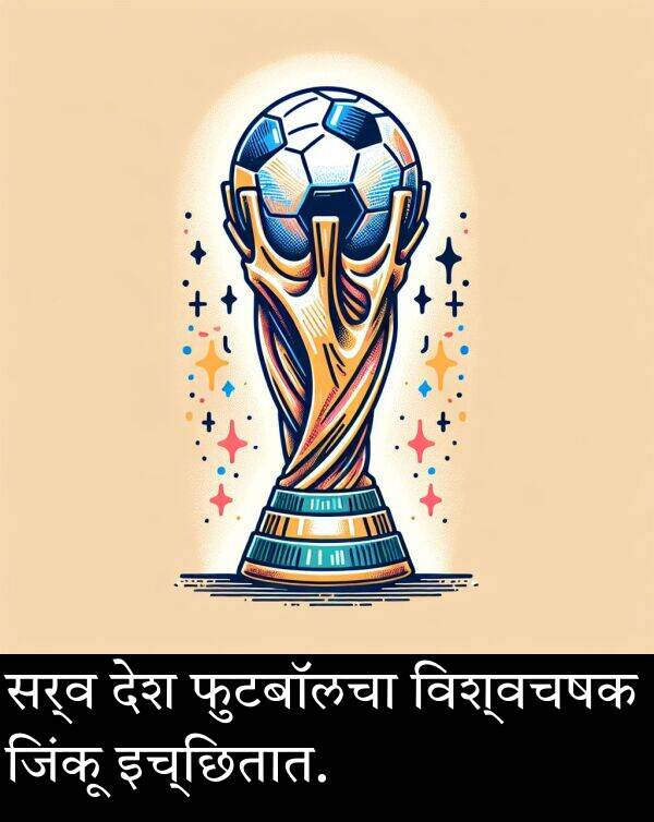 फुटबॉलचा: सर्व देश फुटबॉलचा विश्वचषक जिंकू इच्छितात.