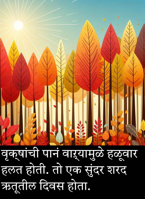 शरद: वृक्षांची पानं वाऱ्यामुळे हळूवार हलत होती. तो एक सुंदर शरद ऋतूतील दिवस होता.