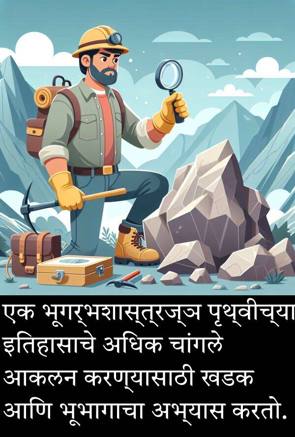 इतिहासाचे: एक भूगर्भशास्त्रज्ञ पृथ्वीच्या इतिहासाचे अधिक चांगले आकलन करण्यासाठी खडक आणि भूभागाचा अभ्यास करतो.