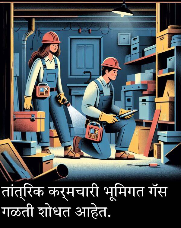 कर्मचारी: तांत्रिक कर्मचारी भूमिगत गॅस गळती शोधत आहेत.