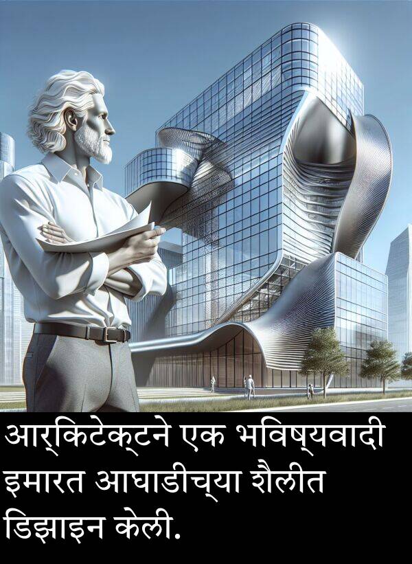 भविष्यवादी: आर्किटेक्टने एक भविष्यवादी इमारत आघाडीच्या शैलीत डिझाइन केली.