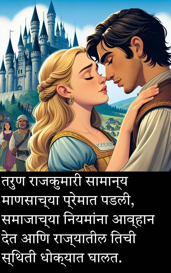 राज्यातील: तरुण राजकुमारी सामान्य माणसाच्या प्रेमात पडली, समाजाच्या नियमांना आव्हान देत आणि राज्यातील तिची स्थिती धोक्यात घालत.