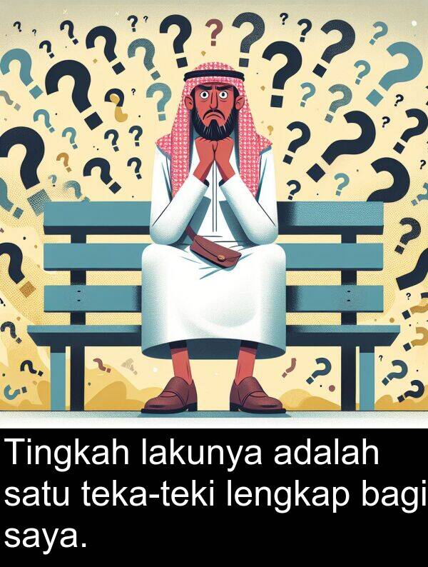 lengkap: Tingkah lakunya adalah satu teka-teki lengkap bagi saya.