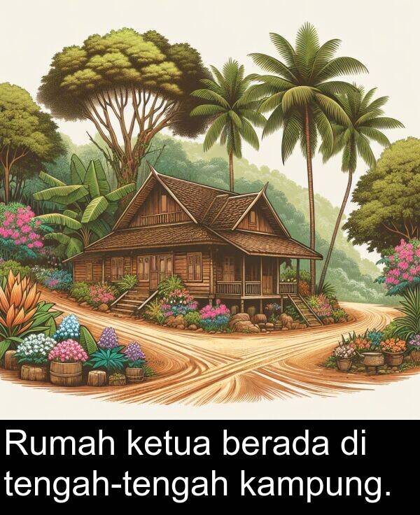 ketua: Rumah ketua berada di tengah-tengah kampung.