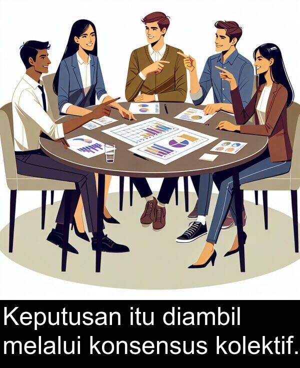kolektif: Keputusan itu diambil melalui konsensus kolektif.