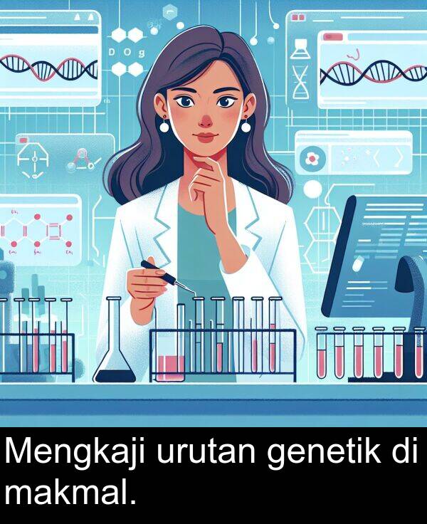 makmal: Mengkaji urutan genetik di makmal.