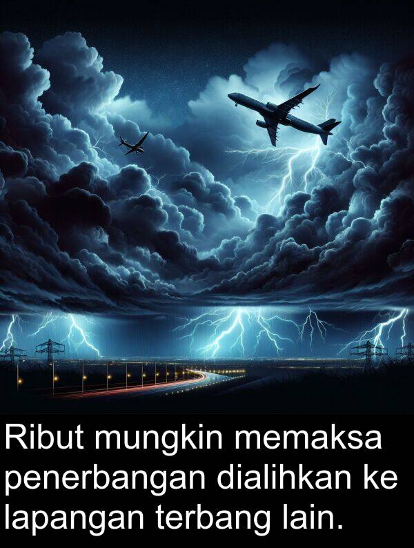 lain: Ribut mungkin memaksa penerbangan dialihkan ke lapangan terbang lain.