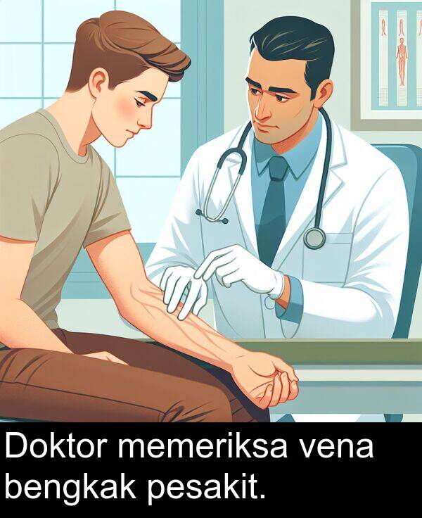 pesakit: Doktor memeriksa vena bengkak pesakit.