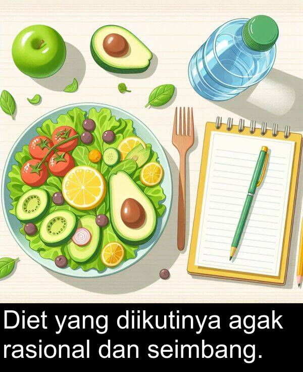 seimbang: Diet yang diikutinya agak rasional dan seimbang.