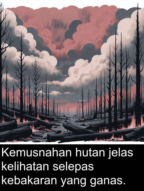 ganas: Kemusnahan hutan jelas kelihatan selepas kebakaran yang ganas.