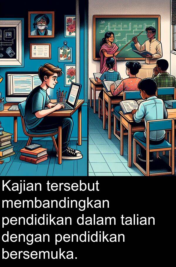 talian: Kajian tersebut membandingkan pendidikan dalam talian dengan pendidikan bersemuka.